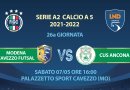 Calcio a 5: Sabato il congedo dalla Serie A2 sul campo del Modena Cavezzo Futsal